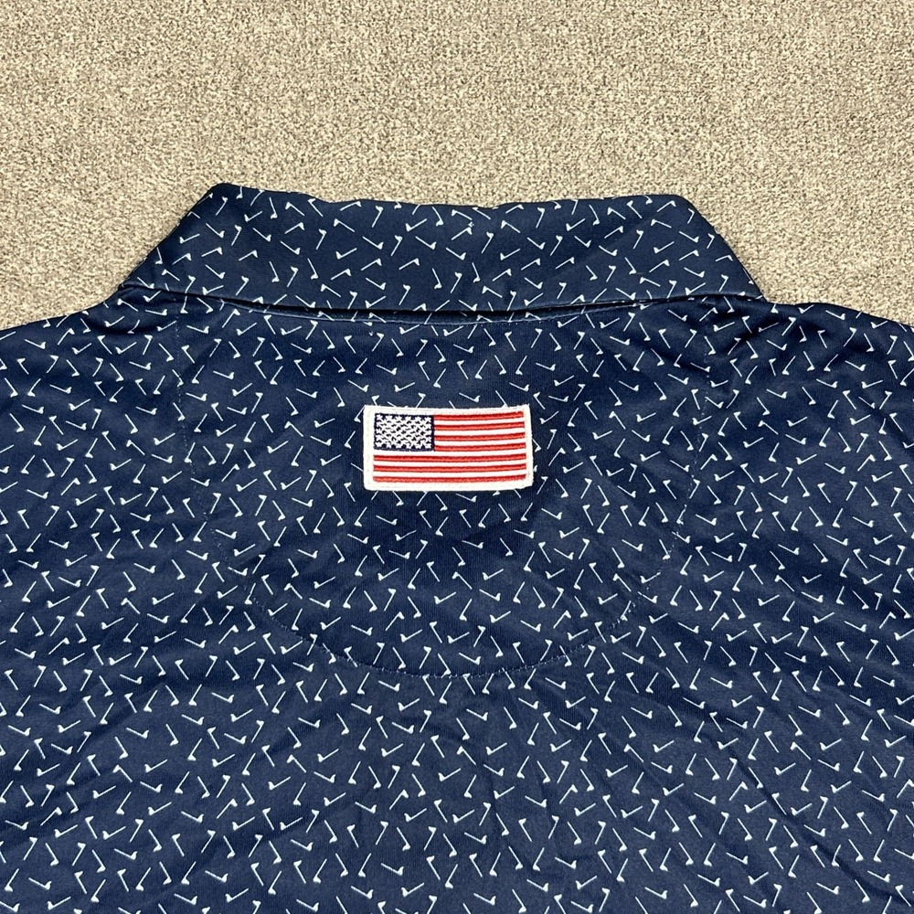 Callaway Opti-Dri Polo Shirt Mens XXL Navy Pin Flag Print Golf Performance AOP